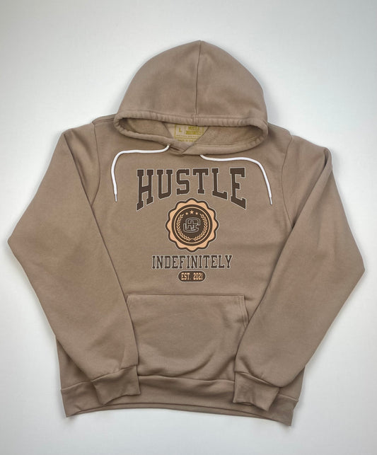 Hustle Indefinitely Tan,Brown & White Hoodie